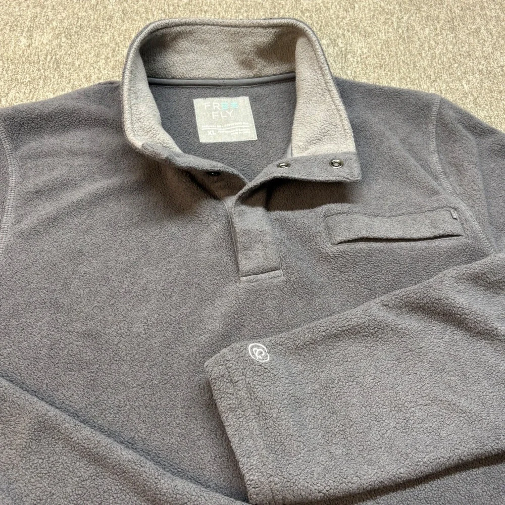 Free Fly Mens Bamboo Fleece‎ Snap Neck Pullover Charcoal Gray XL Performance XL